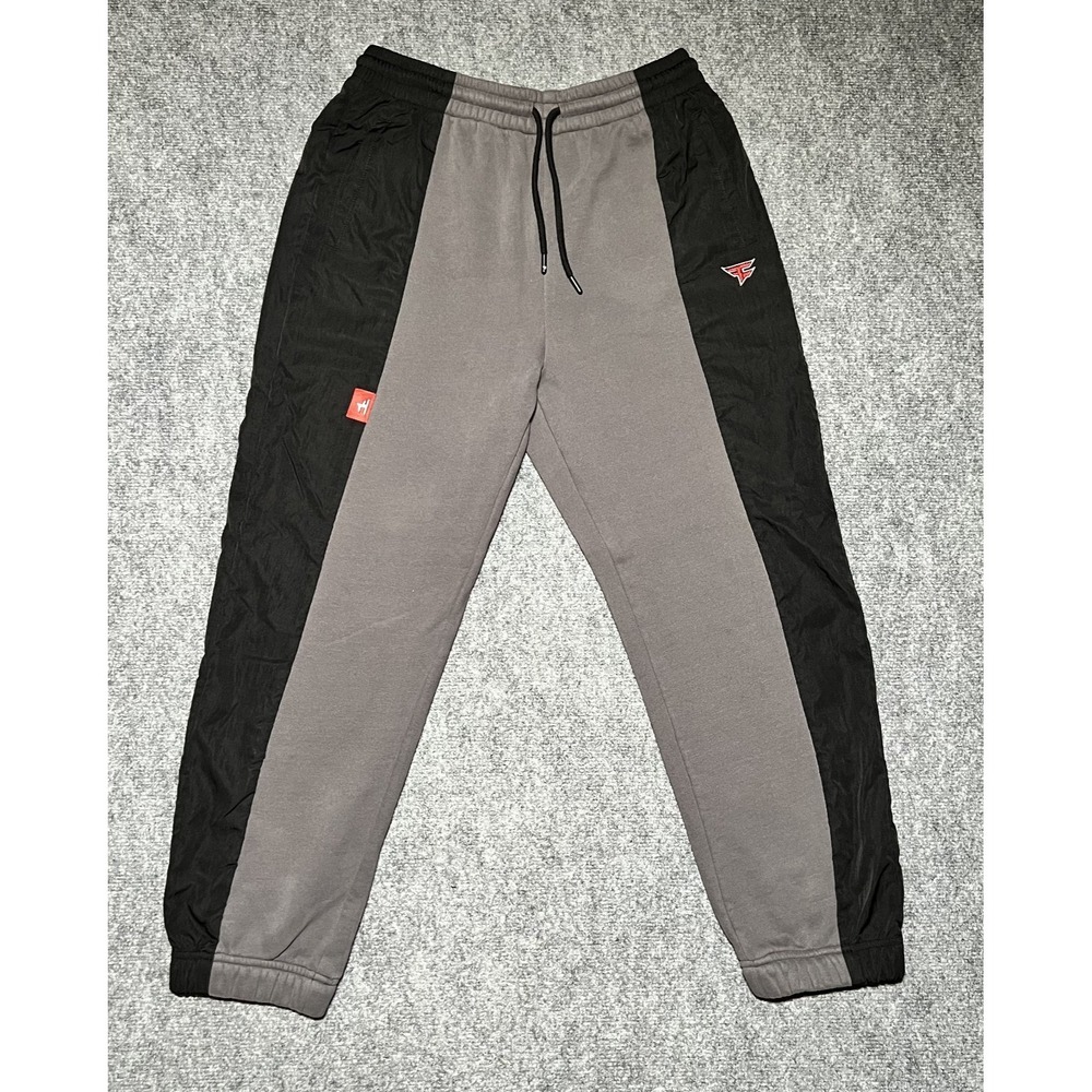 FaZe Clan Men's Logo Joggers Sweatpants Gray Black Size Small 28x27